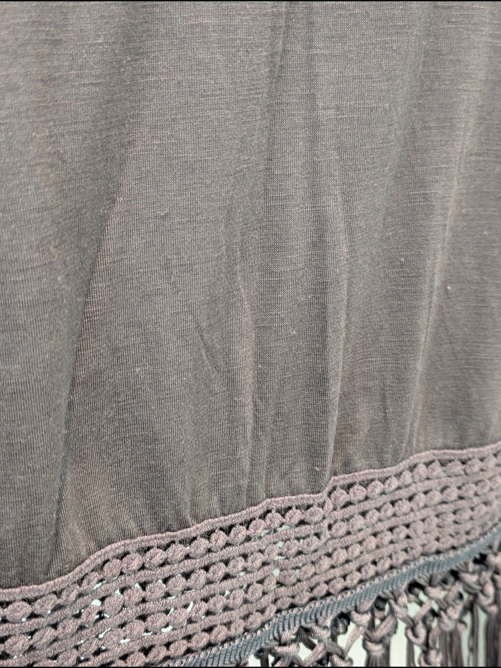 Torrid Grey Crochet Fringe Tank with Lace Insets - Picture 4 of 7